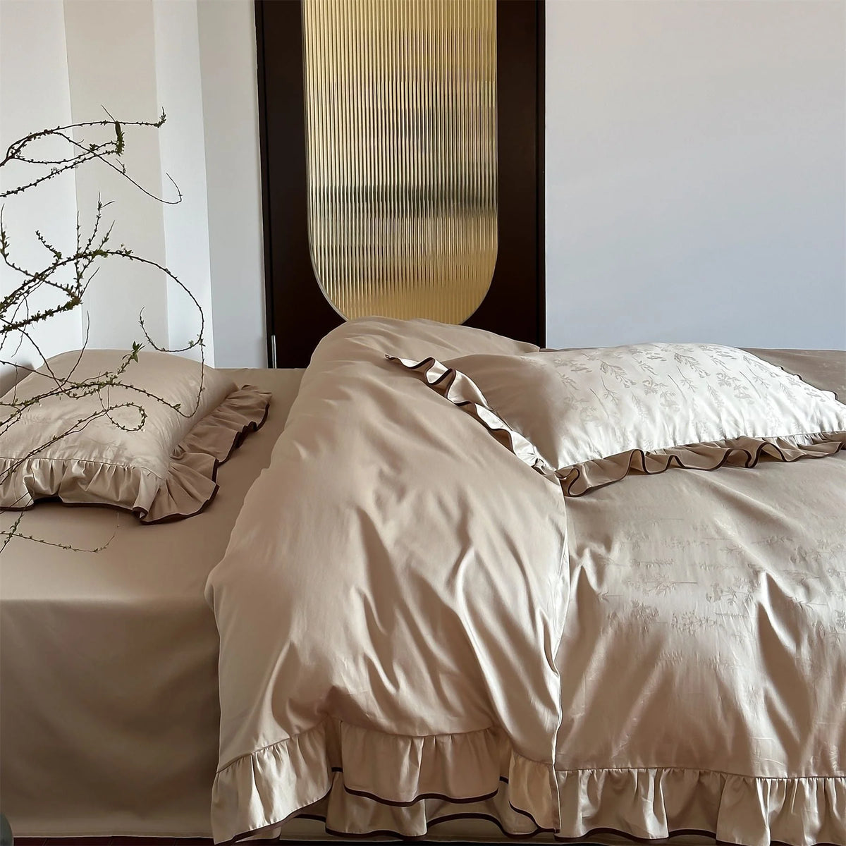 Bedding Set Satin Floral Jacquard 4-Piece