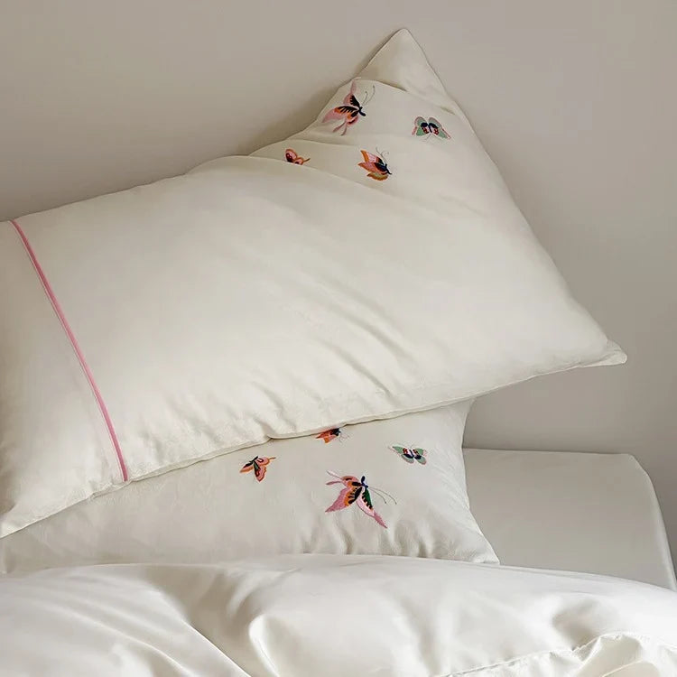 Bedding Set Satin Jacquard Embroidered Butterflies 4-Piece