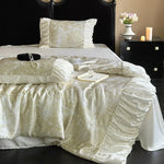 Bedding Set Satin Jacquard Gathered Ruffle