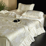 Bedding Set Satin Jacquard Gathered Ruffle