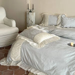 Bedding Set Satin Jacquard Pleated Ruffle Set of 4