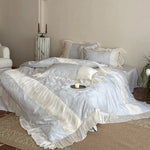 Bedding Set Satin Jacquard Pleated Ruffle Set of 4