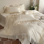 Bedding Set Satin Jacquard Pleated Ruffle Set of 4