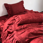 Bedding Set Satin Jacquard Ruffle Trim Set of 4