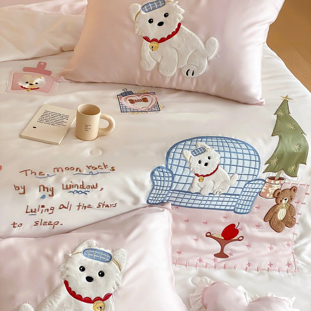 Bedding Set Satin Quilted Animal Appliqués