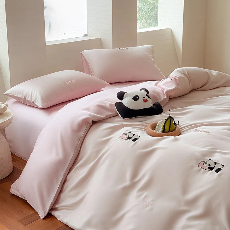 Bedding Set Satin Reversible With Plush Pillow Included