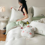 Bedding Set Satin Reversible With Plush Pillow Included