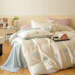 Bedding Set Satin Reversible With Plush Pillow Included