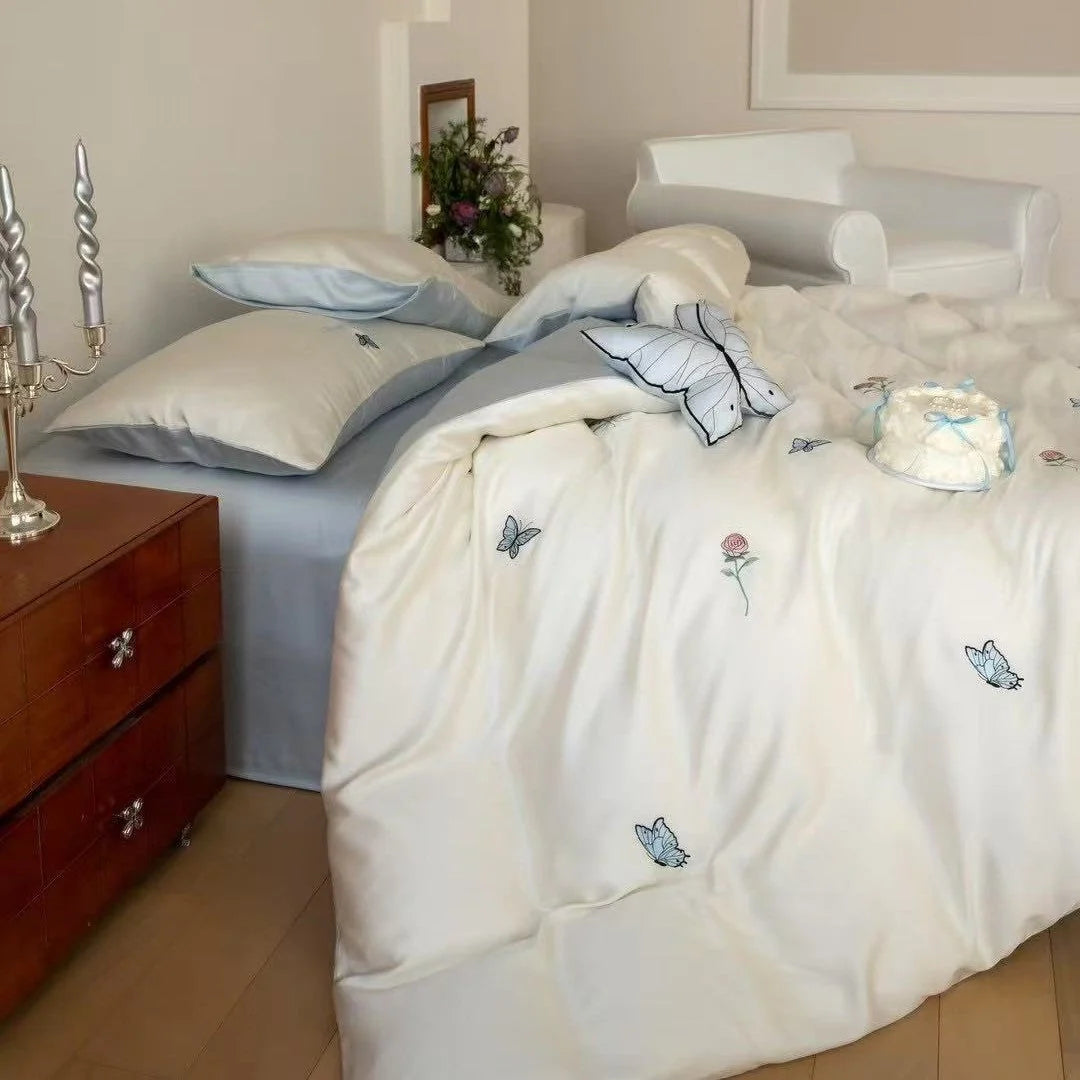 Bedding Set Satin Reversible With Plush Pillow Included