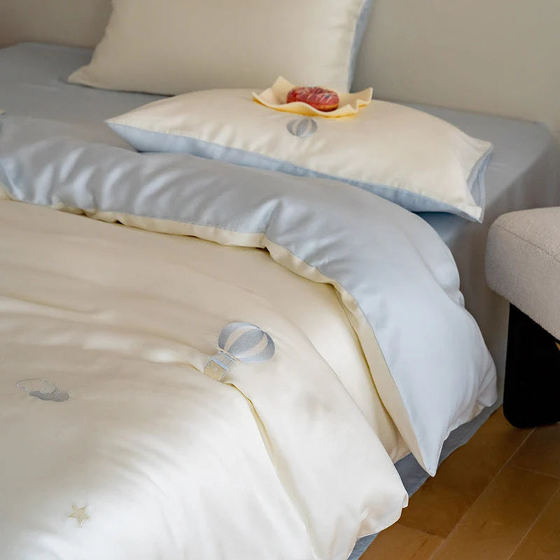 Bedding Set Satin Reversible With Plush Pillow Included