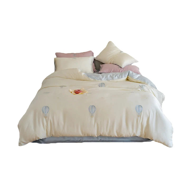 Bedding Set Satin Reversible With Plush Pillow Included