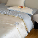Bedding Set Satin Reversible With Plush Pillow Included