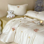 Bedding Set Satin Reversible With Plush Pillow Included