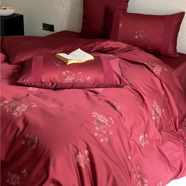 Bedding Set Satin Rose Jacquard Hotel Closure