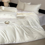 Bedding Set Satin Temperature-Regulating Embroidered & Lace Trim