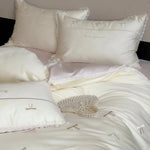 Bedding Set Satin Temperature-Regulating Embroidered & Lace Trim