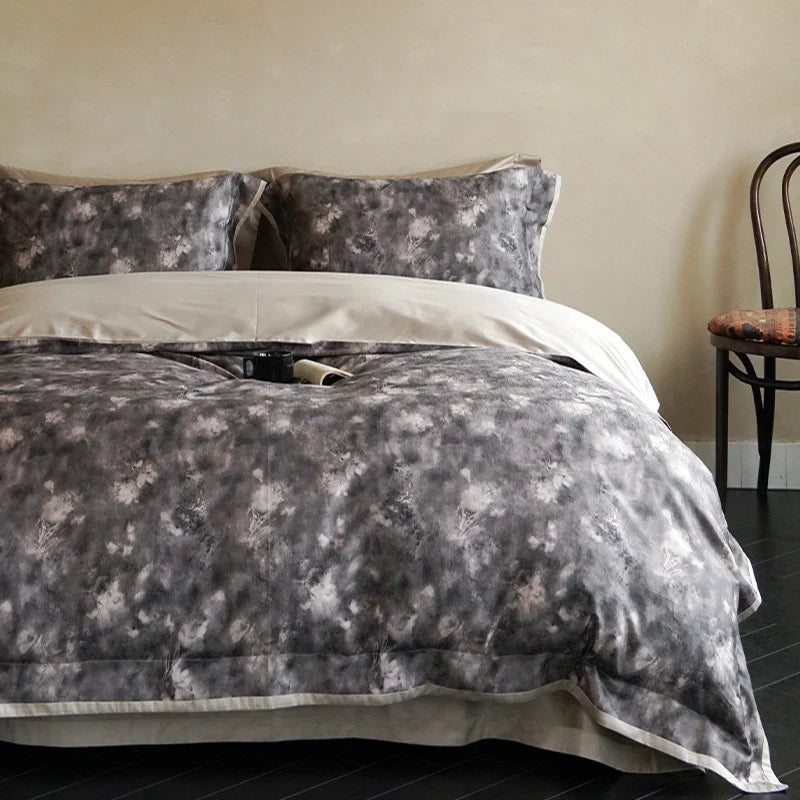 Bedding Set Satin Temperature-Regulating Floral Watercolor