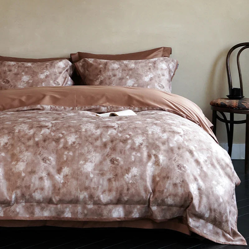 Bedding Set Satin Temperature-Regulating Floral Watercolor