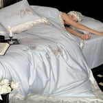 Bedding Set Silky Matte Satin Embroidered Set of 4