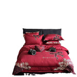 Bedding Set Silky Satin All-Season Rose & Bow Embroidery
