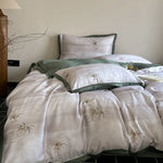 Bedding Set Silky Satin Breathable Bamboo Print