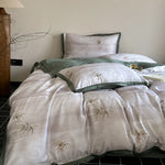Bedding Set Silky Satin Breathable Bamboo Print