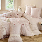 Bedding Set Silky Satin Cherry Embroidery 4-Piece
