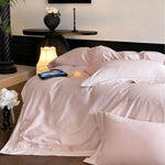 Bedding Set Silky Satin Embroidered Rose Border 4-Piece Set