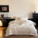 Bedding Set Silky Satin Embroidered Rose Border 4-Piece Set