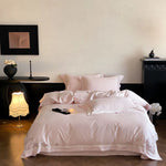 Bedding Set Silky Satin Embroidered Rose Border 4-Piece Set