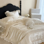 Bedding Set Silky Satin Floral Embroidery 4-Piece