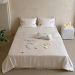 Bedding Set Silky Satin Floral Embroidery Machine Washable
