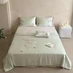 Bedding Set Silky Satin Floral Embroidery Machine Washable