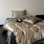Bedding Set Silky Satin Floral Print 4-Piece