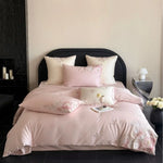 Bedding Set Silky Satin Floral Relief 4 Piece