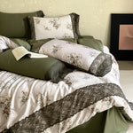 Bedding Set Silky Satin Reversible Floral & Lace