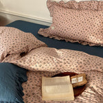 Bedding Set Soft Breathable Cotton Floral Ruffle Concealed Zipper