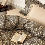 Bedding Set Soft Breathable Cotton Floral Ruffle Concealed Zipper