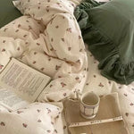 Bedding Set Soft Breathable Cotton Floral Ruffle Concealed Zipper