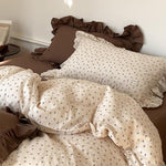 Bedding Set Soft Breathable Cotton Floral Ruffle Concealed Zipper