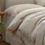 Bedding Set Soft-Washed Linen-Cotton Crochet Edge 4-Piece