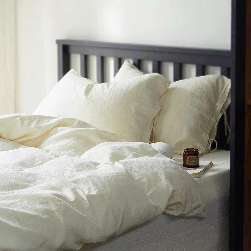 Bedding Set Stonewashed Linen-Cotton Elastic Fitted Sheet
