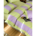 Bedding Set Striped Cotton Satin Hidden Zipper