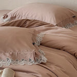 Bedding Set Temperature-Regulating Cotton Satin Lace Border Machine Washable