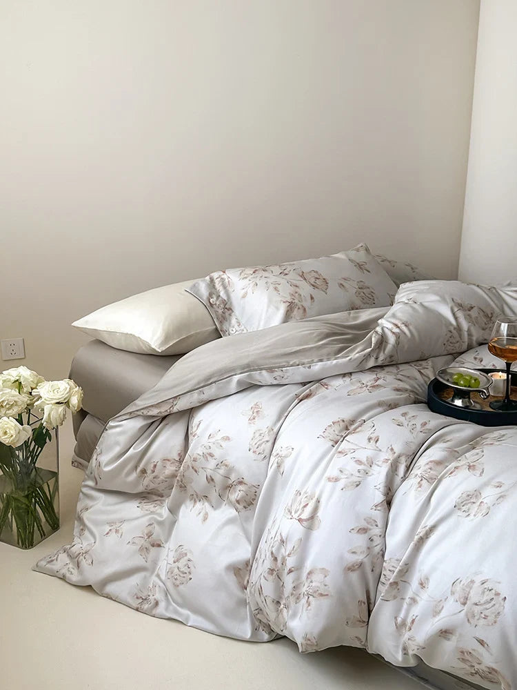 Bedding Set Temperature-Regulating Cotton Satin Reversible 4-Piece
