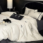 Bedding Set Temperature-Regulating Satin Floral Embroidery