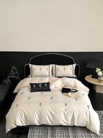 Bedding Set Temperature-Regulating Satin Floral Embroidery