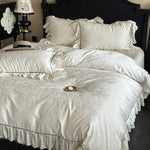 Bedding Set Tencel Cotton Jacquard Ruffle Trim