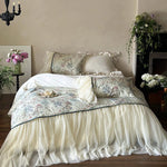 Bedding Set Tencel-Cotton Toile Print Ruffled Bed Skirt 4-Piece