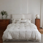 Bedding Set Tencel-Linen Breathable Embroidered & Bow Pillowcases